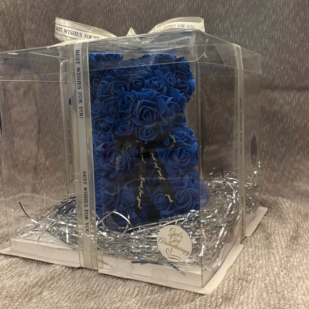 Blue Forever Rose Teddy Bear Gift